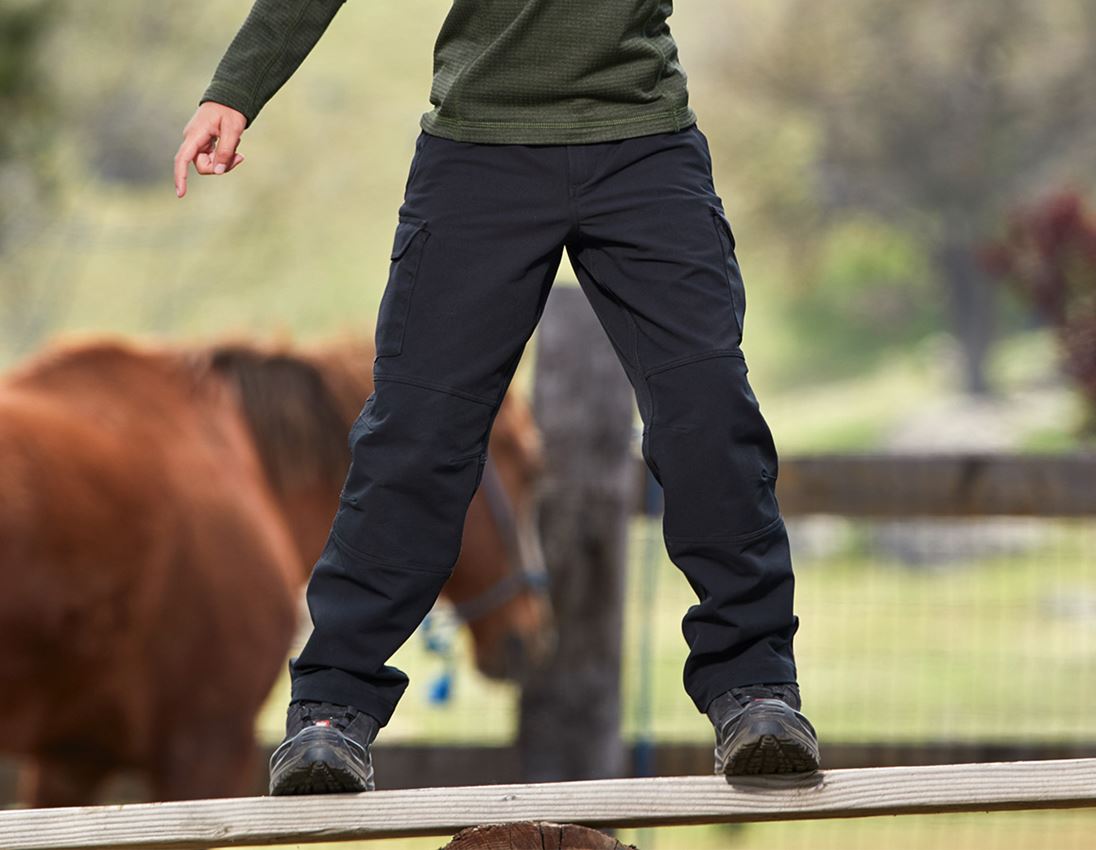 Trousers: Winter funct. cargotr. e.s.dynashield solid,childr + black