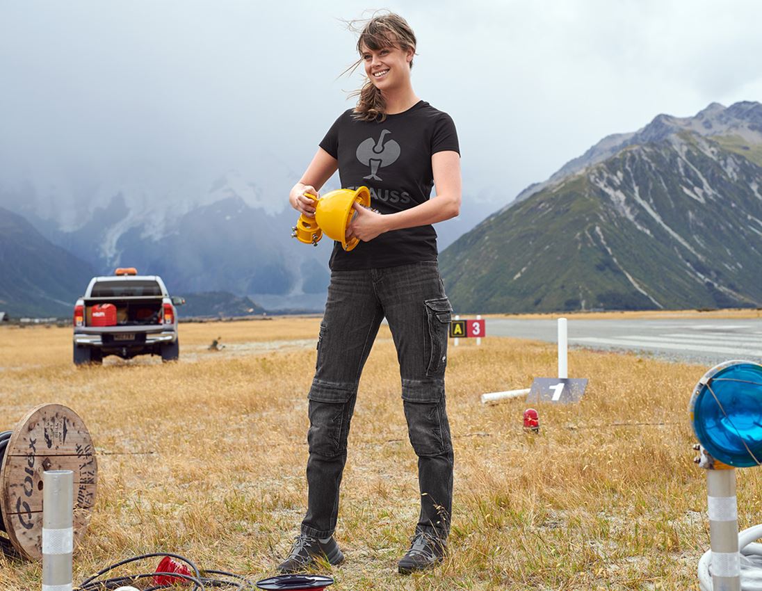 Work Trousers: Cargo worker jeans e.s.concrete, ladies' + blackwashed 1