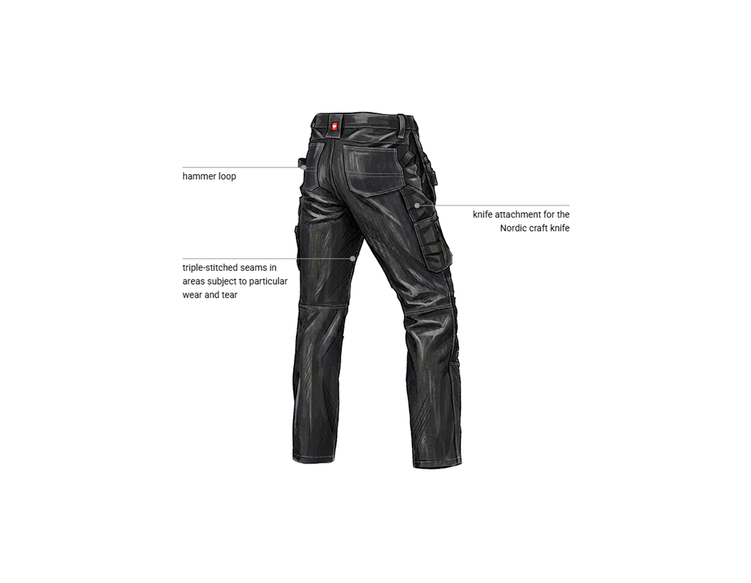 Work Trousers: POWERdenim holster jeans e.s.line.nordic + raw black 2