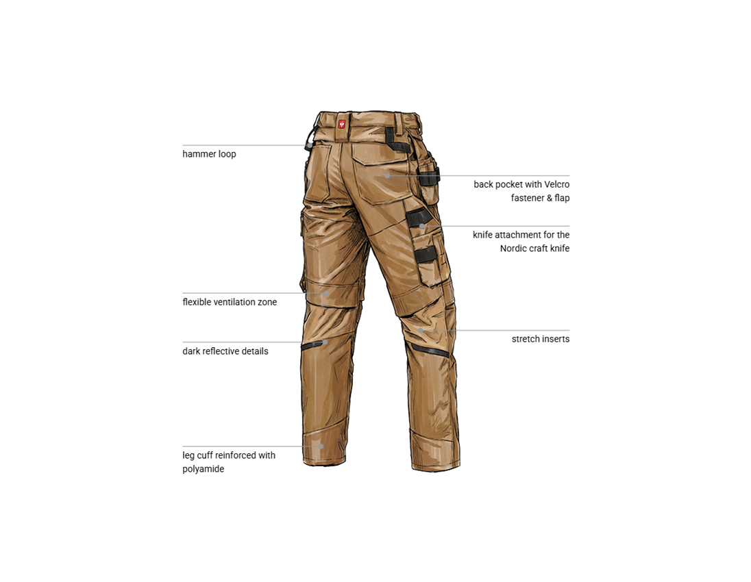 Work Trousers: Holster trousers e.s.line.nordic canvas + almondbrown 2