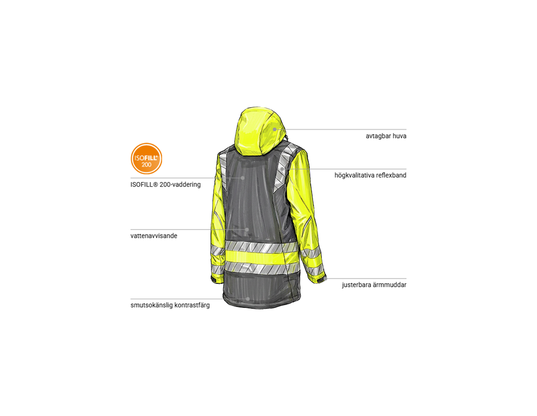 Arbetsjackor: Varsel vinter softshellparkas e.s.motion 24/7 + antracit/varselgul 2