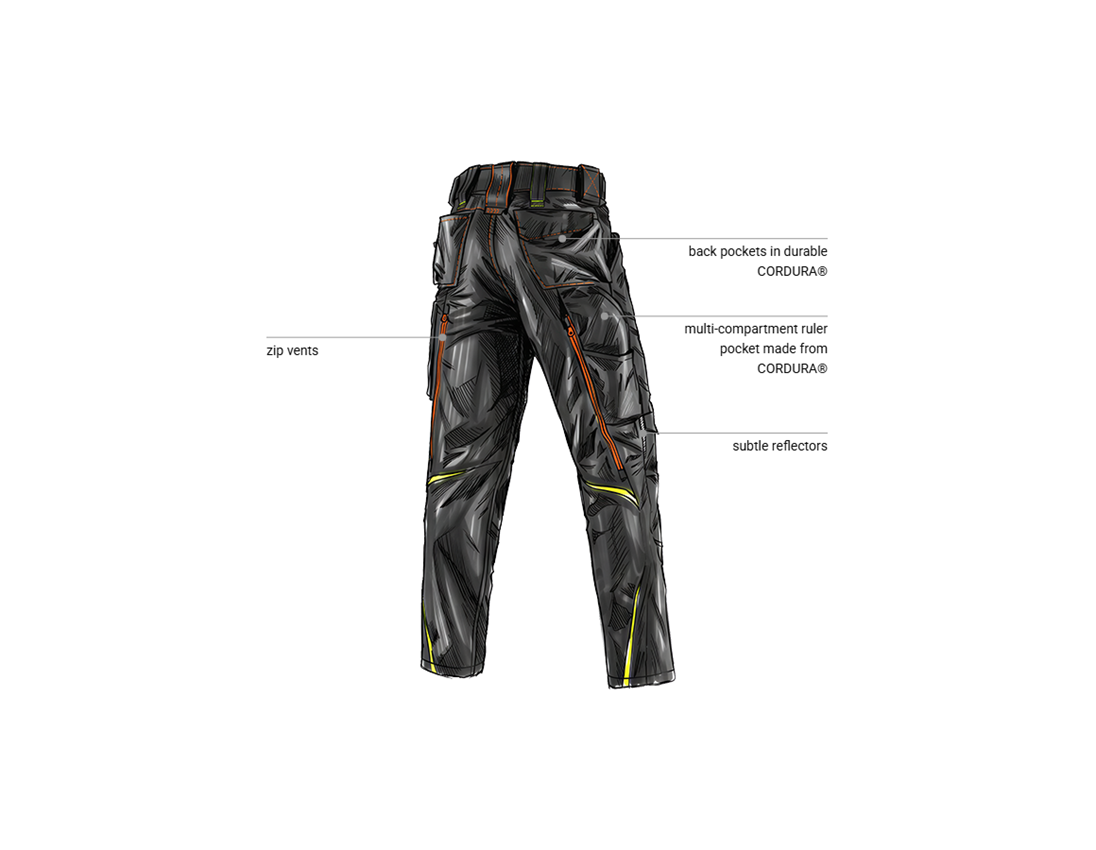 Clothing: Trousers e.s.motion 2020 + black/high-vis yellow/high-vis orange 2