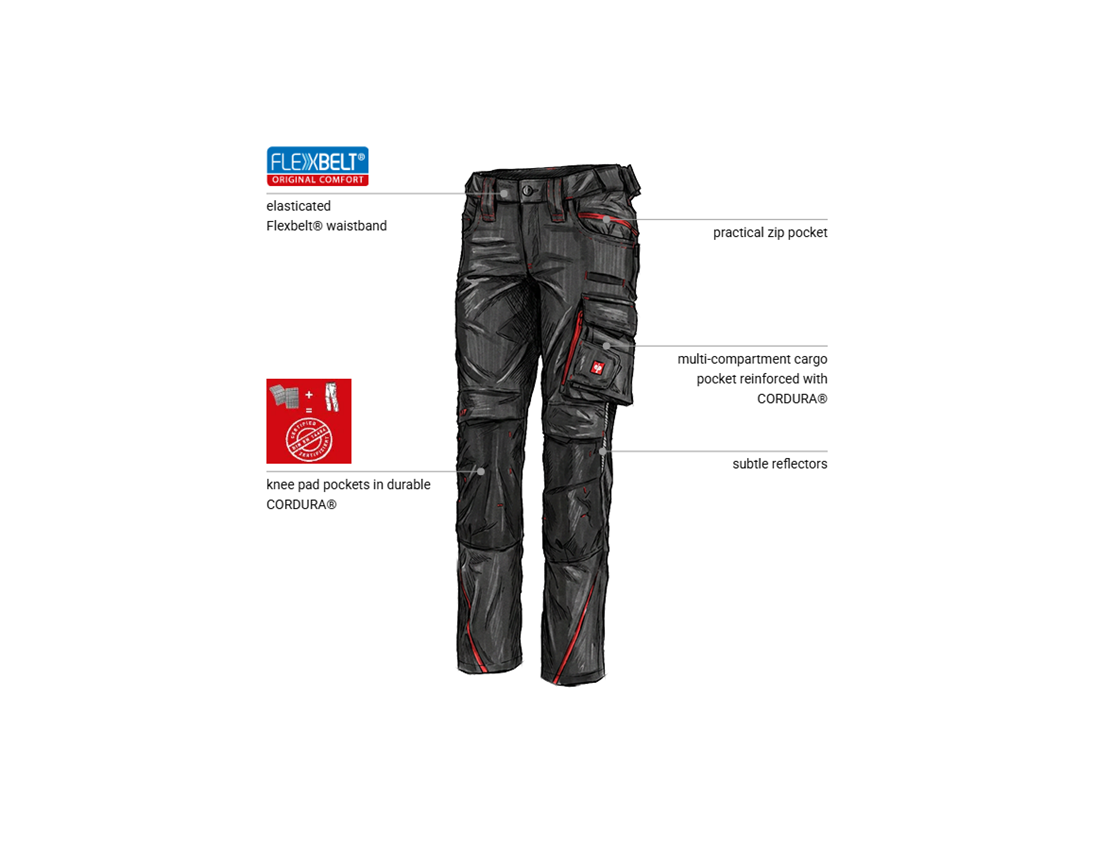 Clothing: Ladies' trousers e.s.motion 2020 + graphite/fiery red 1