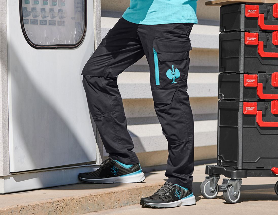 Work Trousers: Trousers e.s.trail + black/lapisturquoise