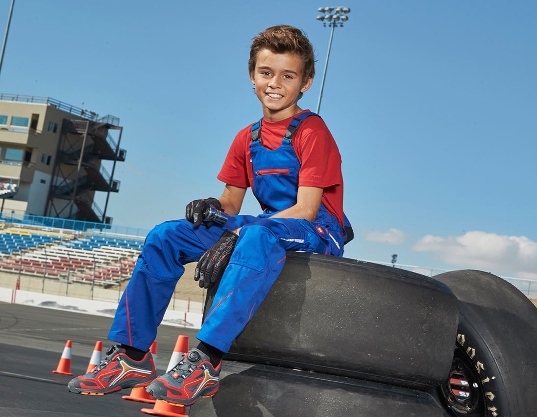 Trousers: Children's bib & brace e.s.motion 2020 + royalblue/fiery red
