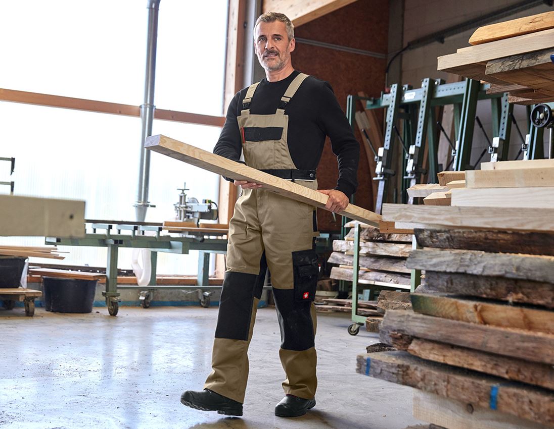 Work Trousers: Bib & Brace e.s.image + khaki/black