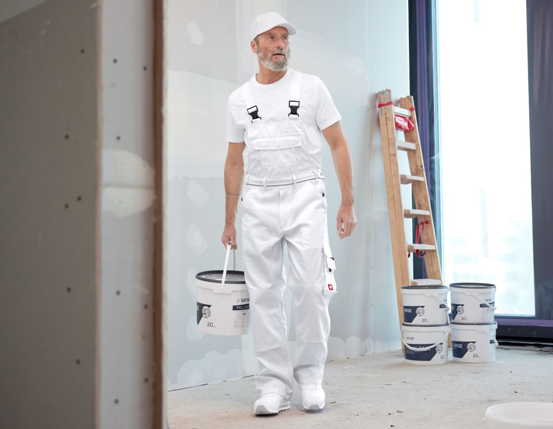 Work Trousers: Bib & brace e.s.classic  + white