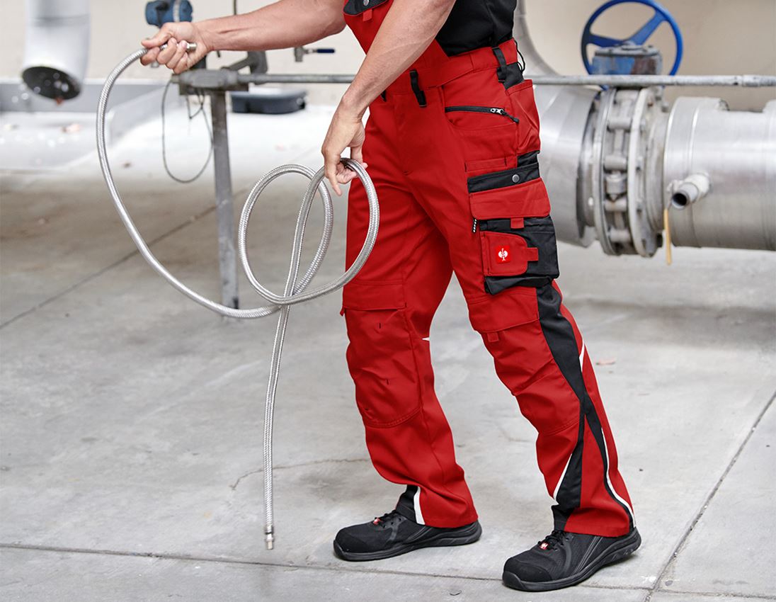 Work Trousers: Bib & brace e.s.motion + red/black 1