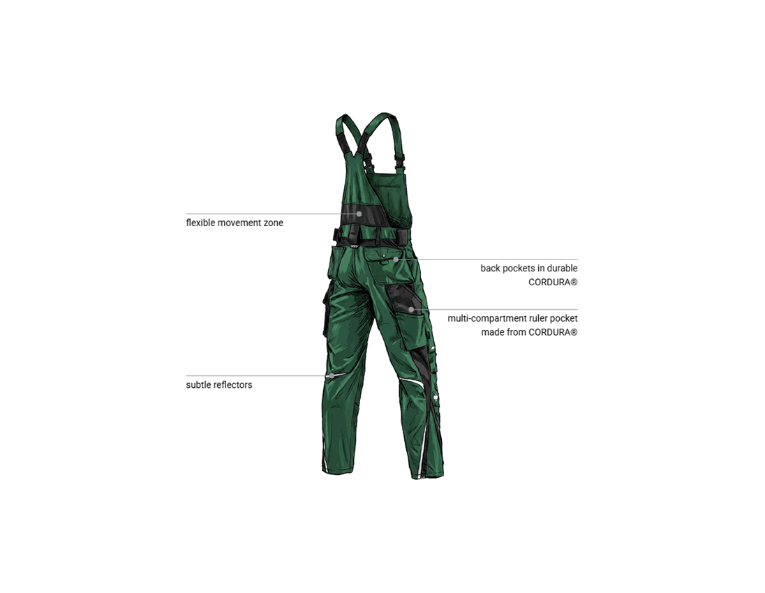 Automotive mechatronics technicians: Bib & brace e.s.motion + green/black 2