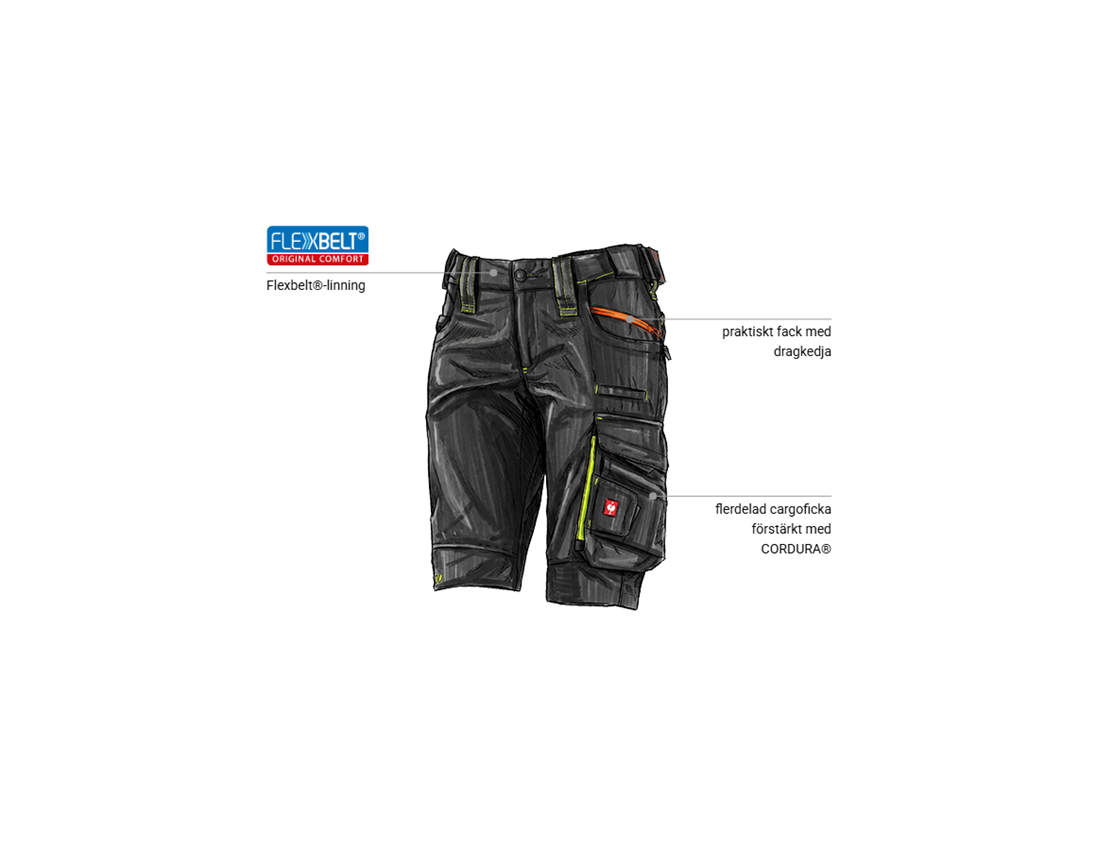 Murare: Shorts e.s.motion 2020, dam + svart/varselgul/varselorange 1