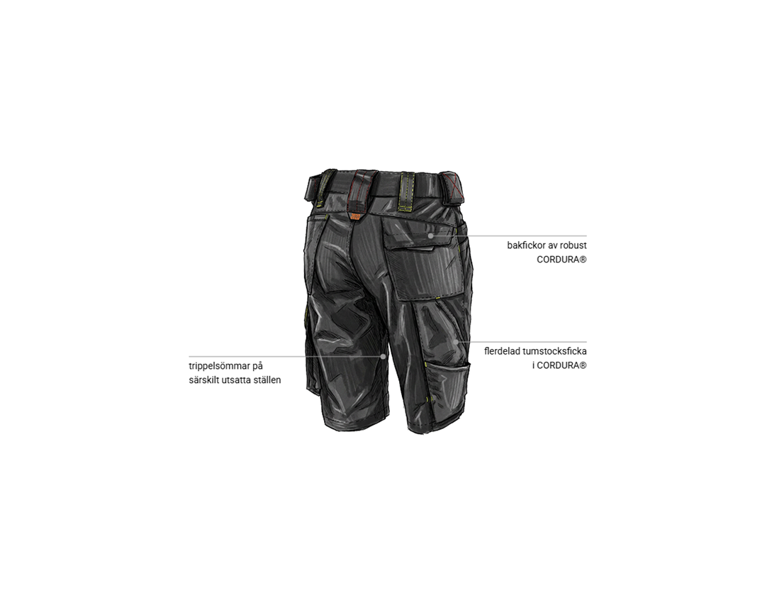 Murare: Shorts e.s.motion 2020, dam + svart/varselgul/varselorange 2