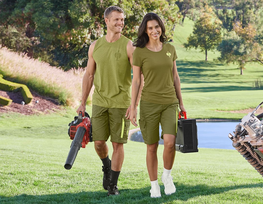 Work Trousers: Shorts e.s.trail, ladies' + junipergreen/limegreen 3