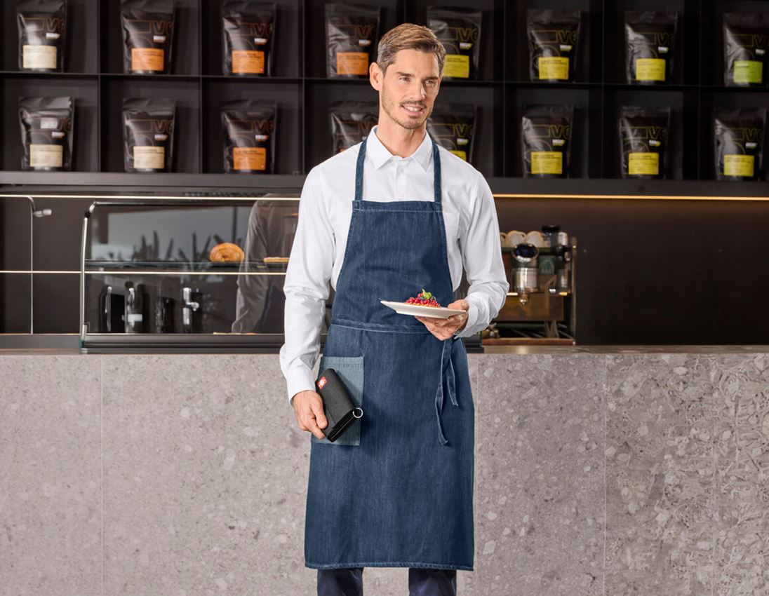 Förkläde: e.s. Bröstlappsförkläde denim, långa + mediumwashed