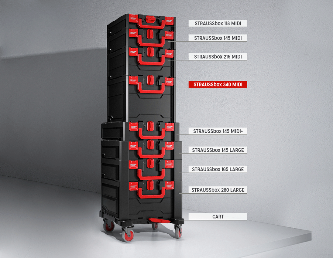 STRAUSSbox System: STRAUSSbox 340 midi + svart/röd