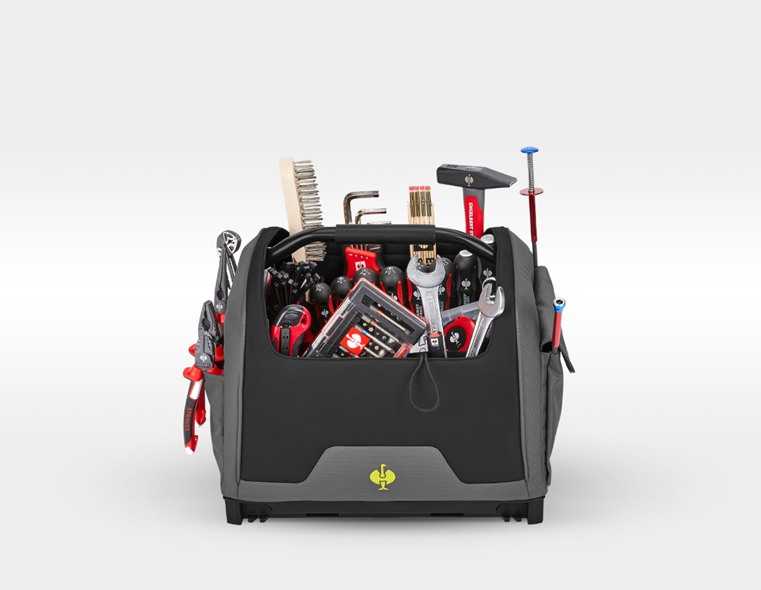 STRAUSSbox System: Tool set Allround Profi incl. STRAUSSbox + basaltgrey/acid yellow