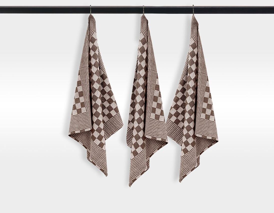 Cloths: e.s. Tea towels solid, pack of 3 + Coffee brown
