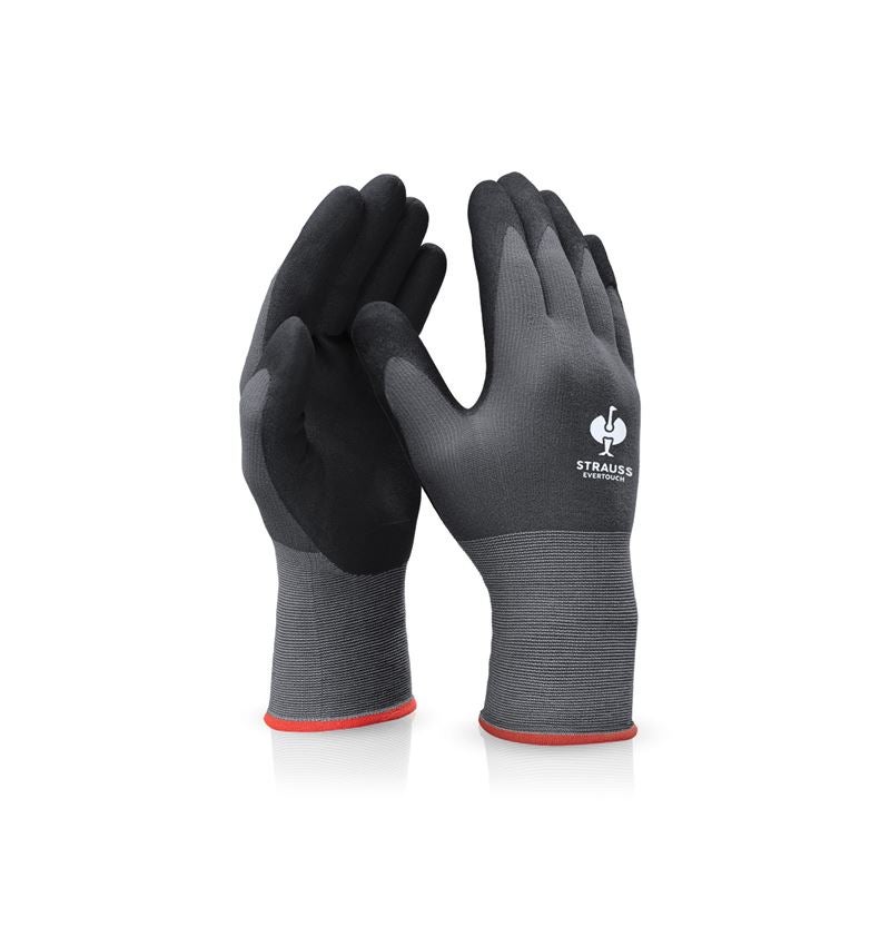 Coated: Nitrile foam gloves evertouch micro + black/grey