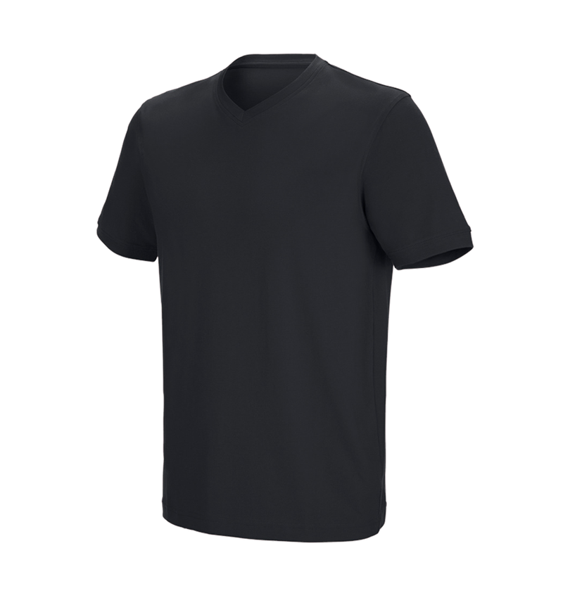 Överdelar: e.s. t-shirt cotton stretch V-Neck + svart 1
