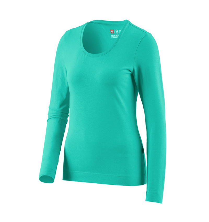 Gardening: e.s. Longsleeve cotton stretch, ladies' + lagoon