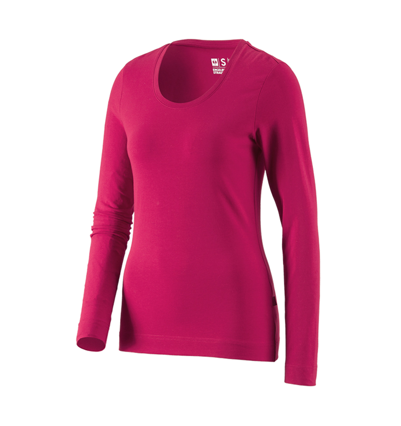 Gardening: e.s. Longsleeve cotton stretch, ladies' + berry
