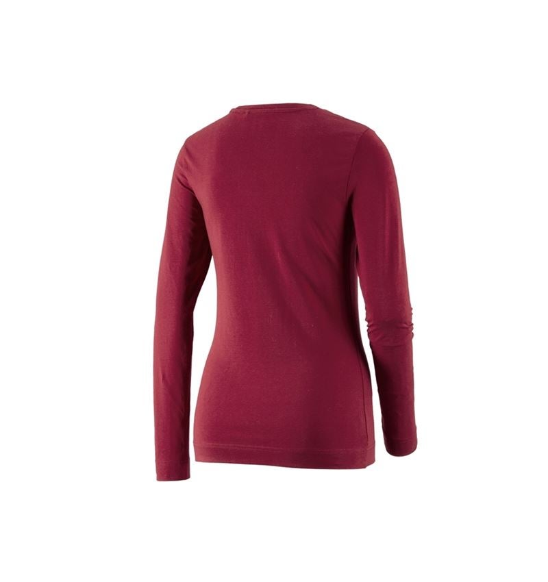 Gardening: e.s. Longsleeve cotton stretch, ladies' + bordeaux 1