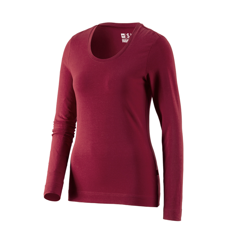 Gardening: e.s. Longsleeve cotton stretch, ladies' + bordeaux