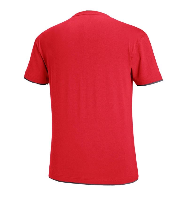 Överdelar: e.s. T-Shirt cotton stretch Layer + eldröd/svart 3