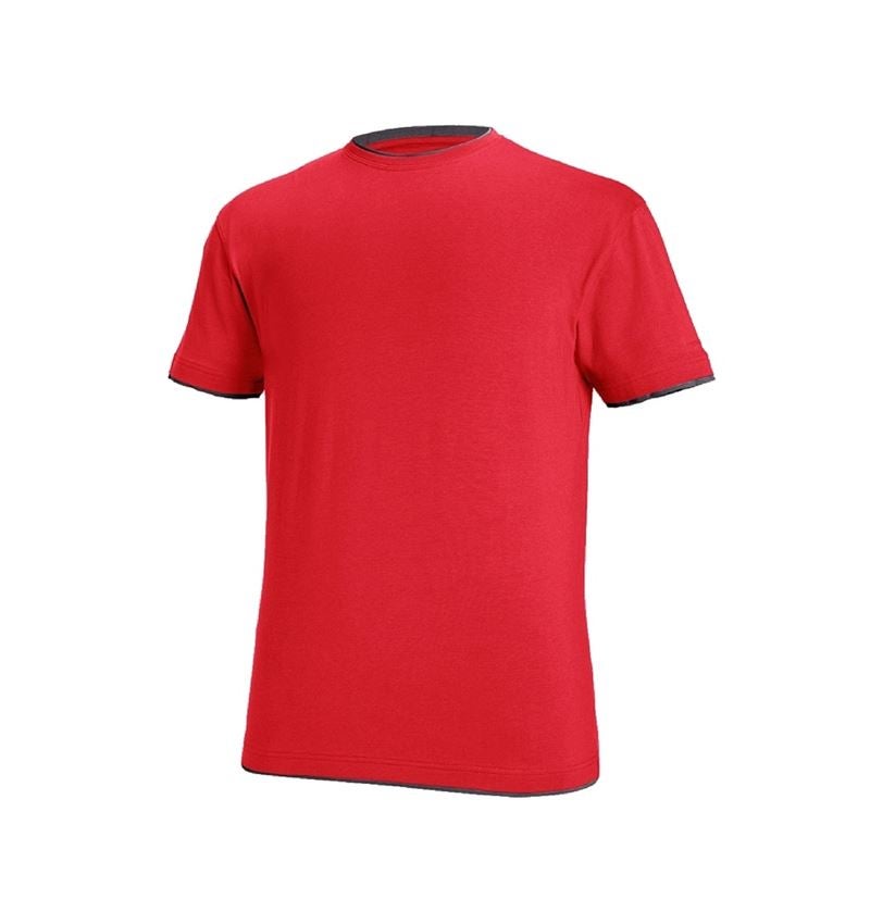Överdelar: e.s. T-Shirt cotton stretch Layer + eldröd/svart 2