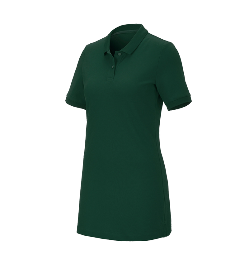 Överdelar: e.s. Pique-Polo cotton stretch, dam, long fit + grön 2