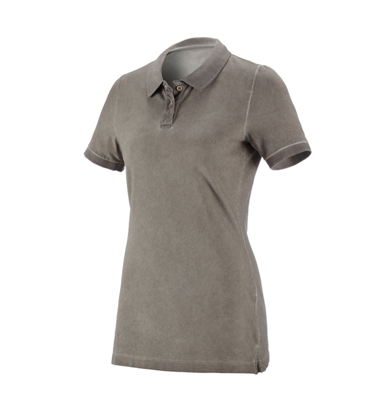 Överdelar: e.s. Polo-Shirt vintage cotton stretch, dam + taupe vintage 5