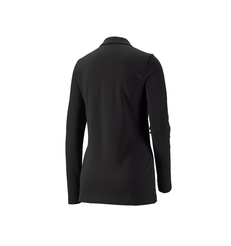 Överdelar: e.s. Pique-Polo longsleeve cotton stretch,dam + svart 1