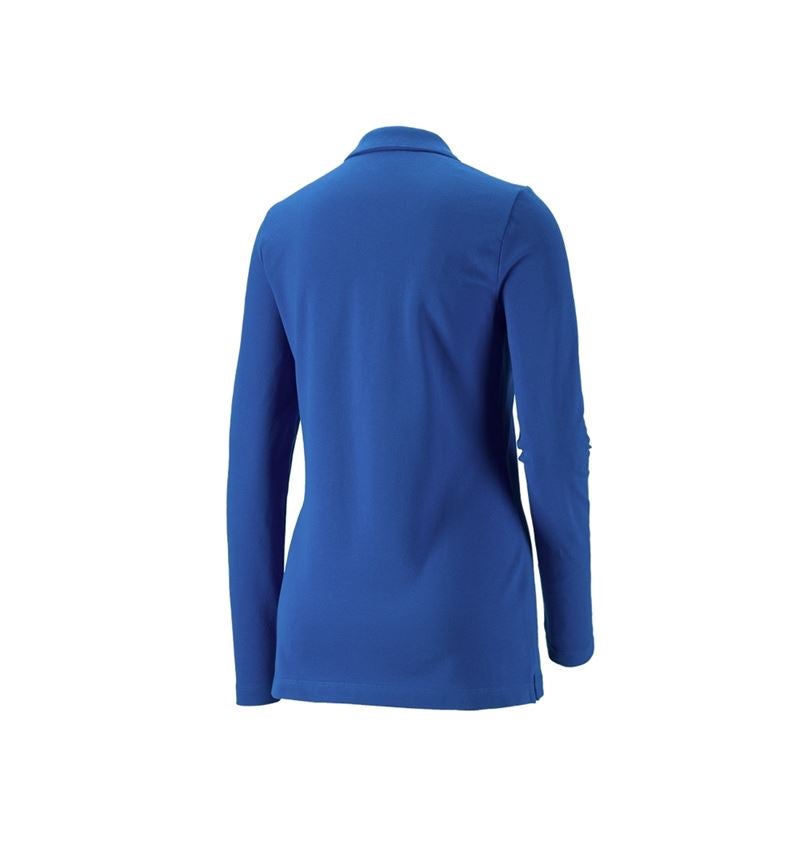 Överdelar: e.s. Pique-Polo longsleeve cotton stretch,dam + gentianablå 3