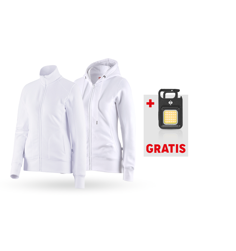 Kläder: SET: Sweatjacka + Hoody-sweatjacka poly cotton, d. + vit