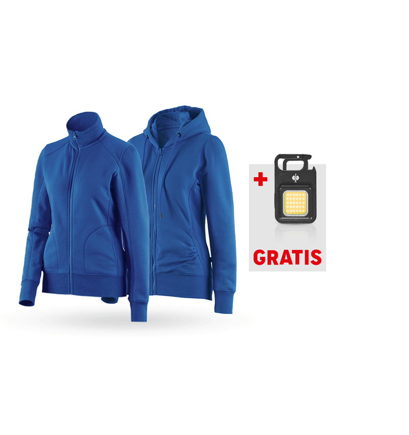 Kläder: SET: Sweatjacka + Hoody-sweatjacka poly cotton, d. + gentianablå