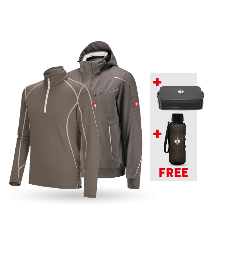 Clothing: SET:Winter softshell jacket+troyer e.s.motion 2020 + stone/plaster