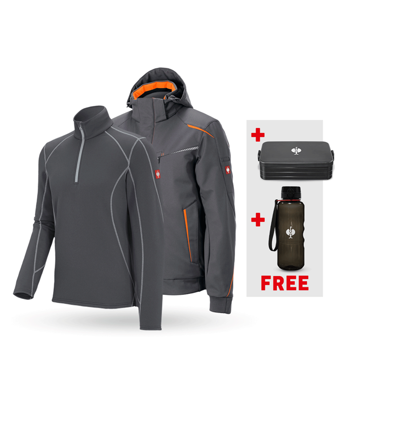 Clothing: SET:Winter softshell jacket+troyer e.s.motion 2020 + anthracite/high-vis orange