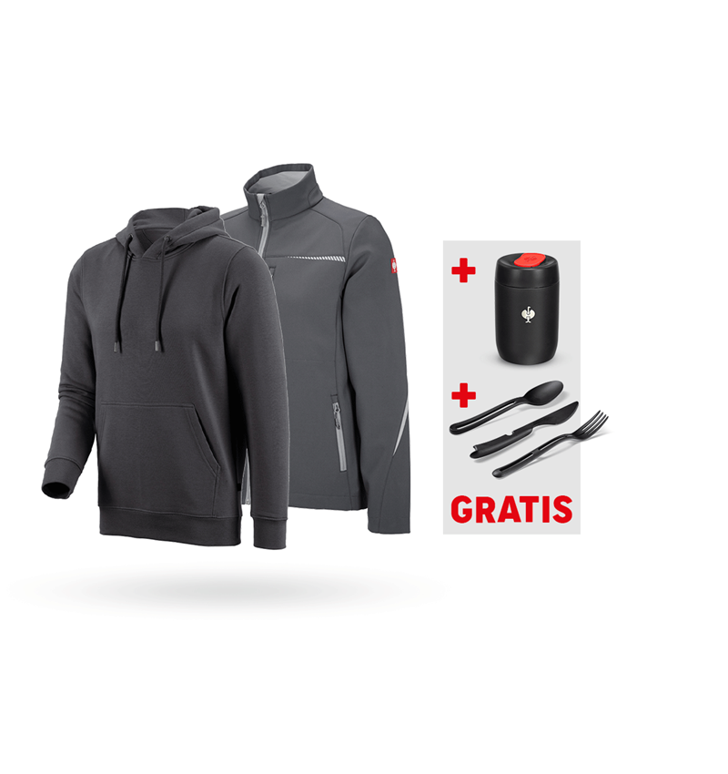 Kläder: SET: Softshelljacka e.s.motion 2020 + hoody + antracit/platina