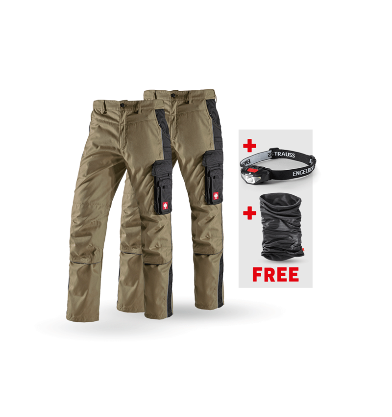 Clothing: SET: 2x Trousers e.s.active + khaki/black