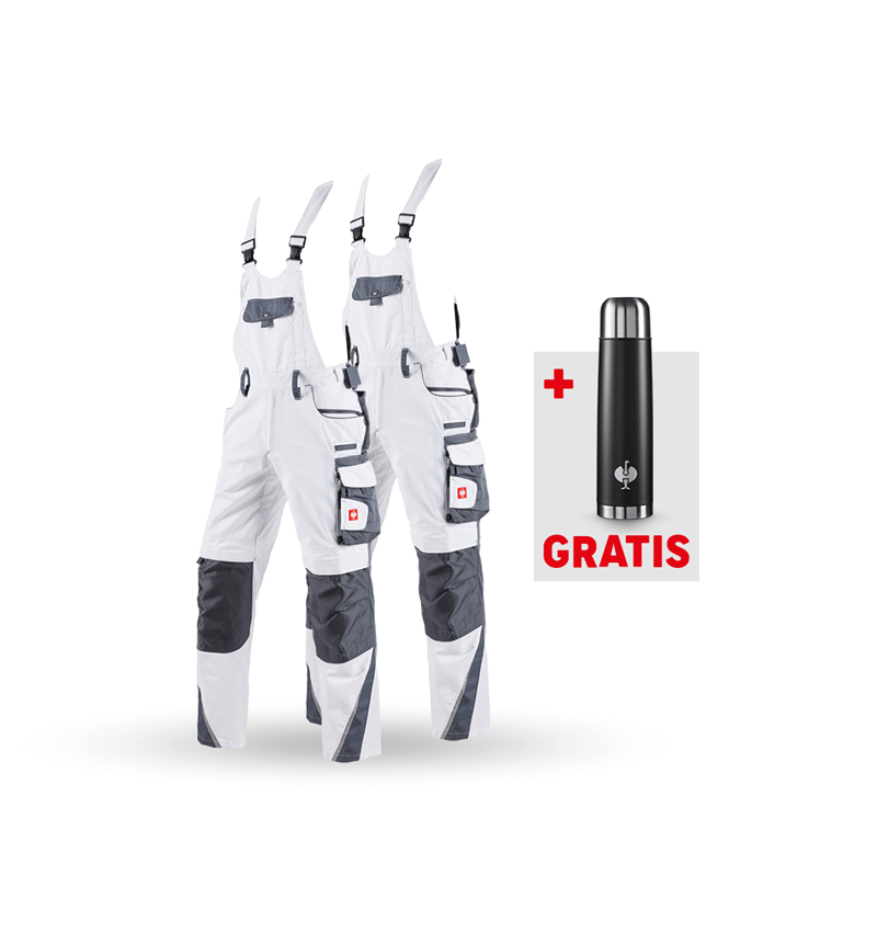 Klädset: SET: 2x Hängselbyxa e.s.motion + vit/grå