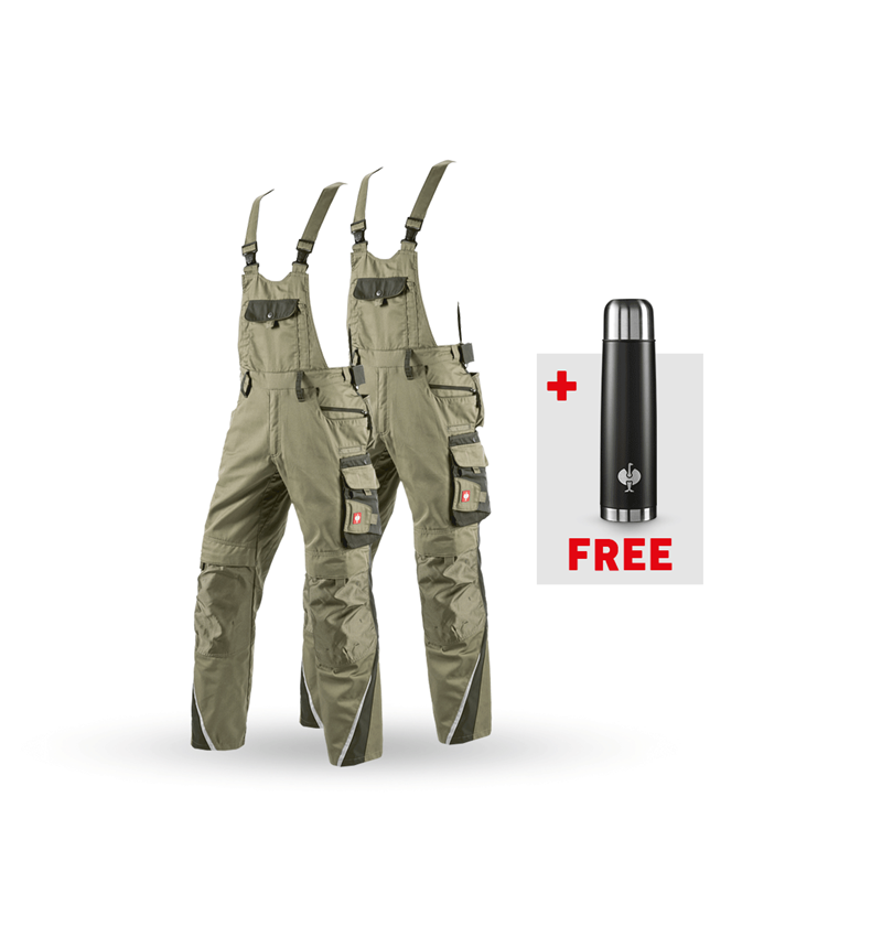 Larger gifts: SET: 2x Bib & brace e.s.motion + reed/moss