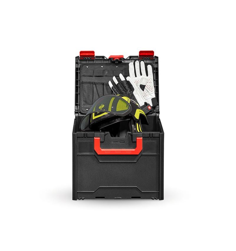 Arbetsskydd: SET: Hjälm, skogsb. Protos + STRAUSSbox 340 midi + svart/varselgul