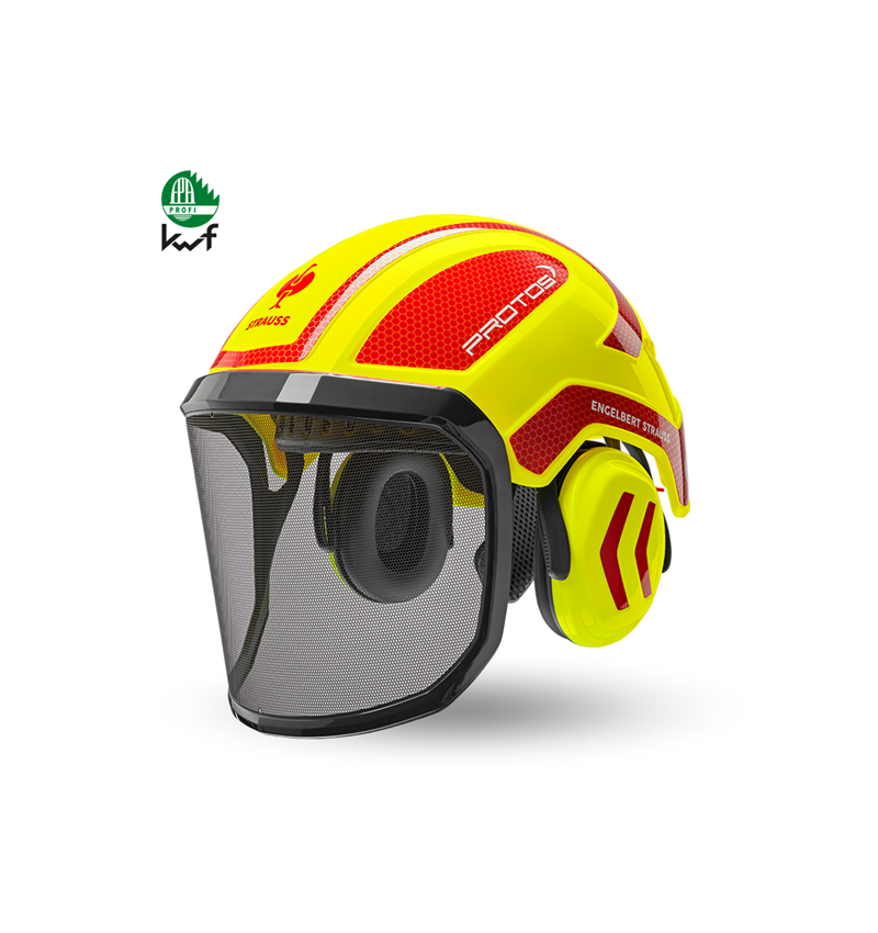 Hard Hats: e.s. Forestry helmet Protos® + high-vis yellow/fiery red