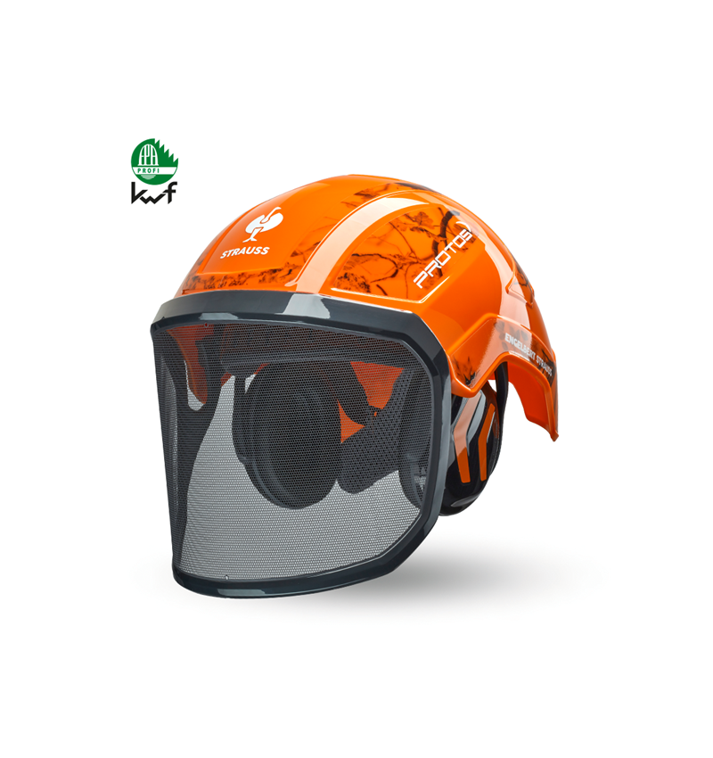 Skyddshjälmar: e.s. Hjälm för skogsbruk Protos® + varselorange woodprint