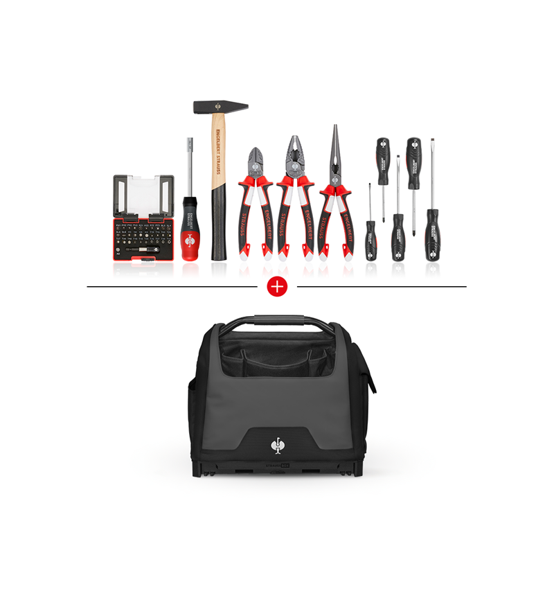 STRAUSSbox System: Tool set + STRAUSSbox tool bag, open + black
