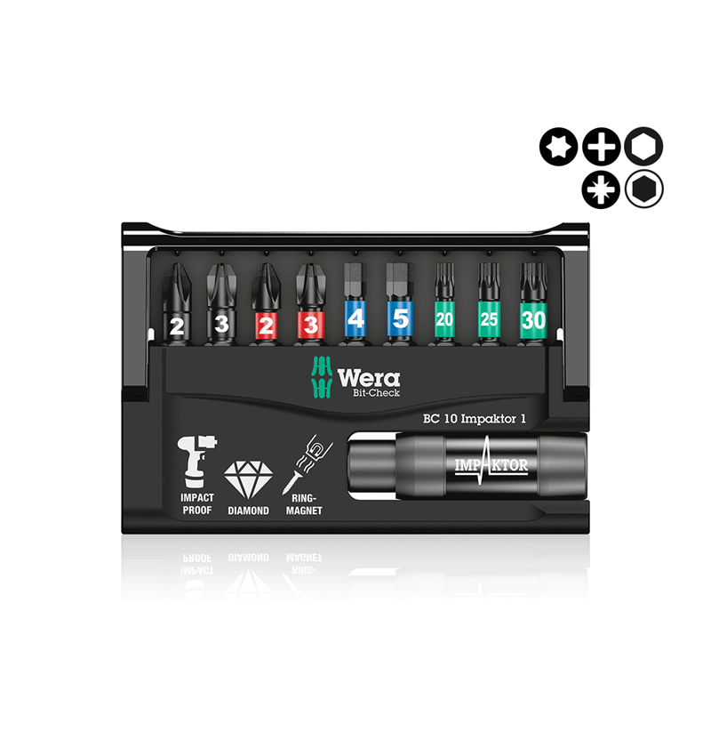 Bits: Wera Bit-Check 10 Impaktor, 10-piece