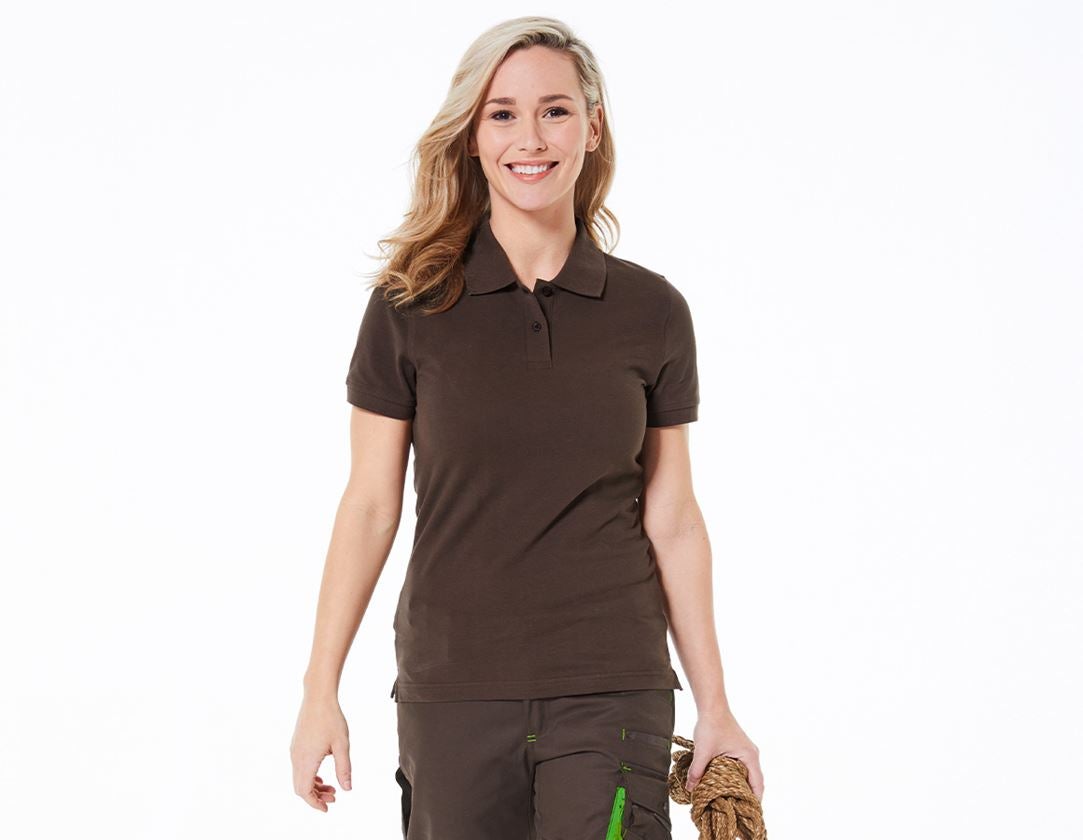 Överdelar: e.s. Polo-Shirt cotton, dam + kastanj