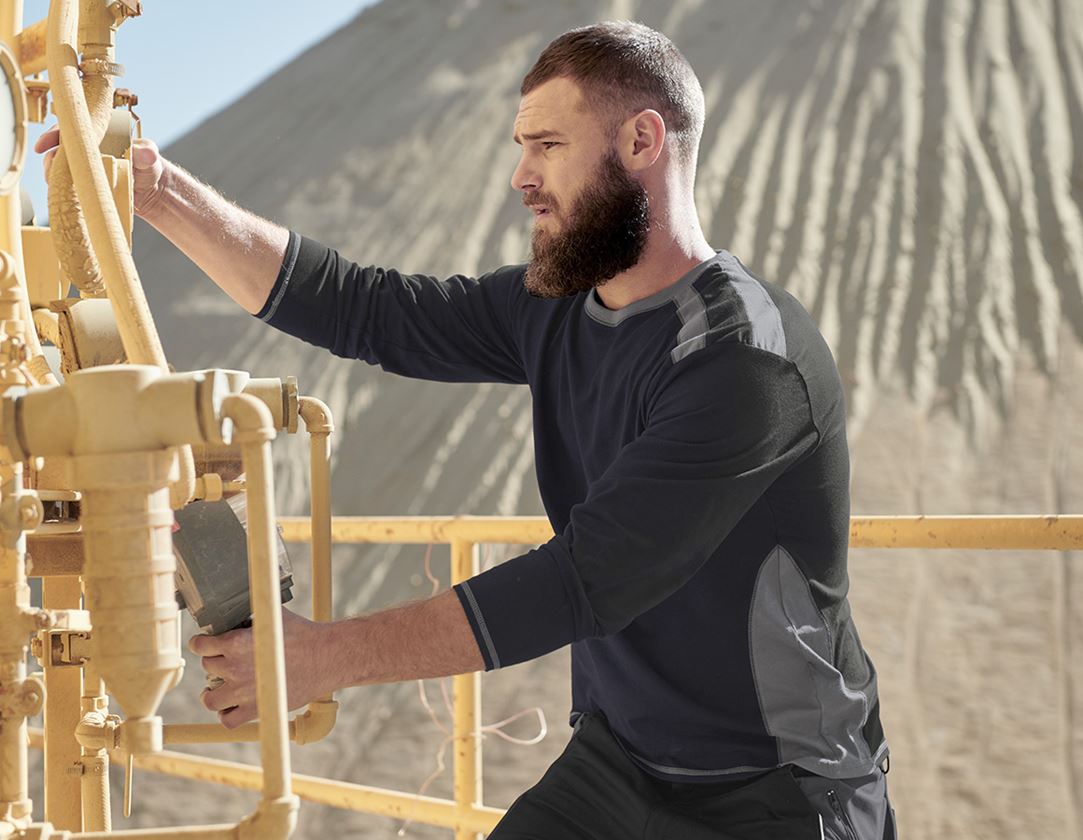 Överdelar: Longsleeve cotton e.s.active + svart/antracit 1