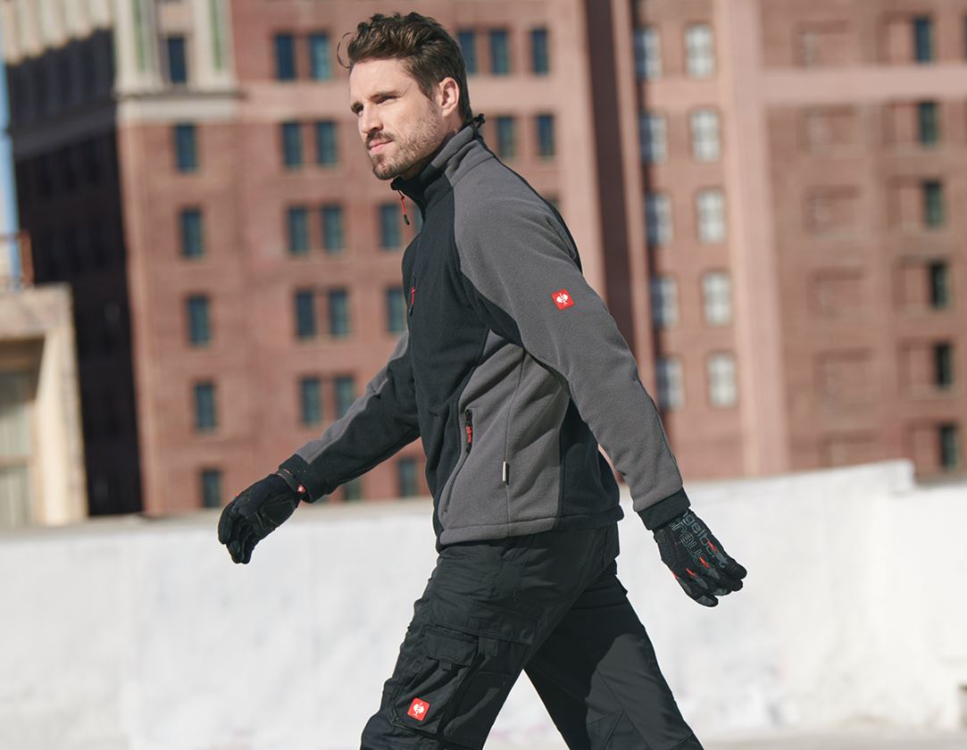 Work Jackets: Functional fleece jacket dryplexx® wind + black/anthracite 1