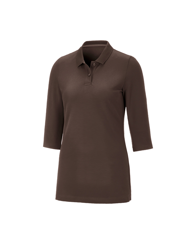 Shirts, Pullover & more: e.s. Pique-Polo 3/4-sleeve cotton stretch, ladies' + chestnut 3