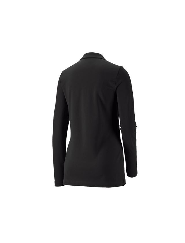 Överdelar: e.s. Pique-Polo longsleeve cotton stretch,dam + svart 1